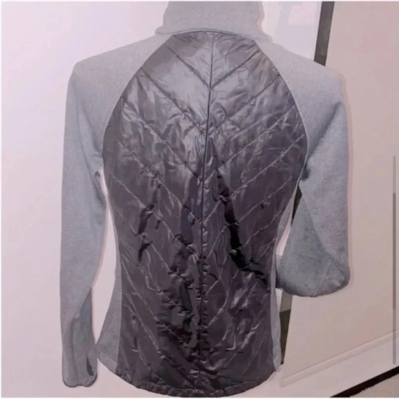 REEBOK FULL ZIP MOCK NECK QUILTED FLEECE LINED BLACK/ GREY ATHLETIC JACKET SMALL - Picture 11 of 13